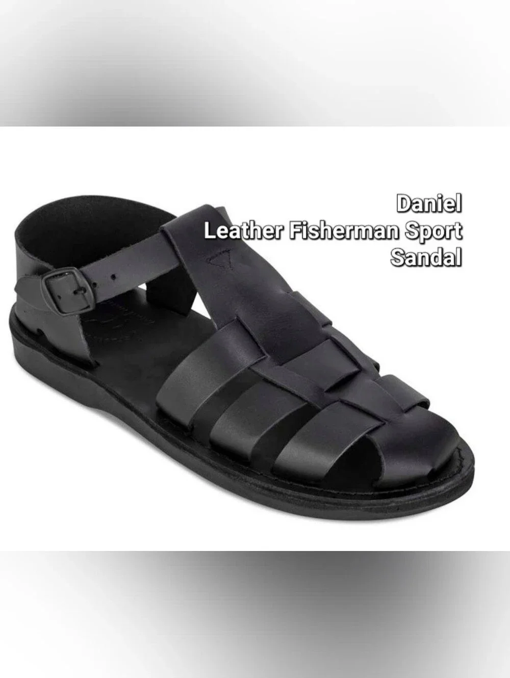 Daniel Leather Fisherman Sandals for Men - Black